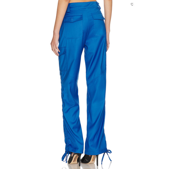 Superdown Raina Blue Cargo Pants LARGE Parachute Drawstring Hem Revolve $78 NEW - Picture 4 of 9